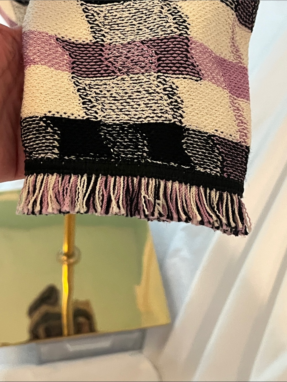 St. John Pink, Black & Cream Chunky Knit Pullover - Picture 4 of 7